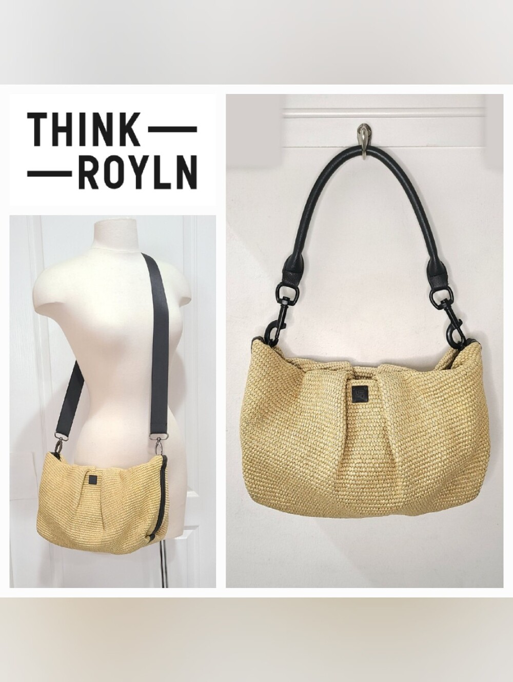 Think Royln Savannah Bag Dune Raffia/Luxe Crossbody Clutch Shoulder Bag Neutral